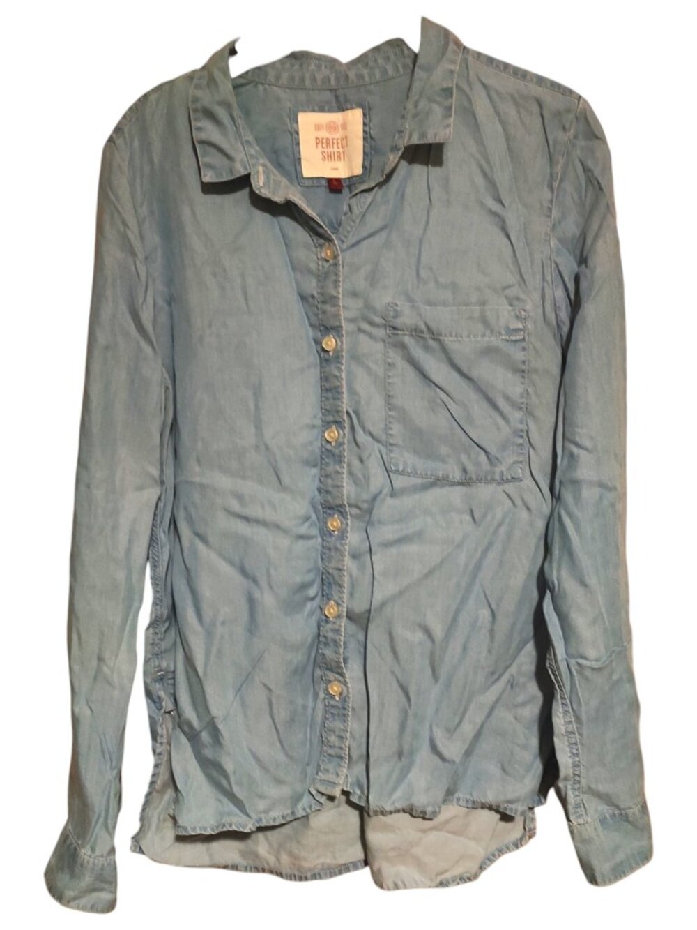 Perfect Shirt Womens Light Blue Shacket 100% Lyocell Size Large